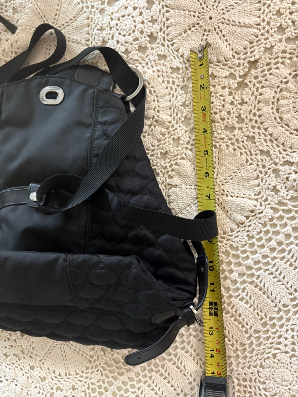 Black Quilted Shoulder Bag with Turn-Lock Closure - Picture 8 of 8